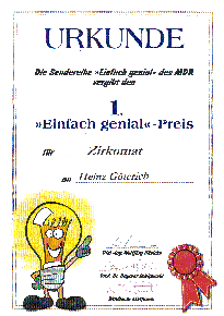 award from the TV channel mdr: „Einfach genial“